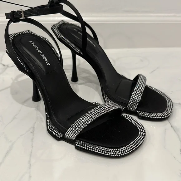Jonathan Simkhai Crystal Satin Heels - Picture 6 of 9